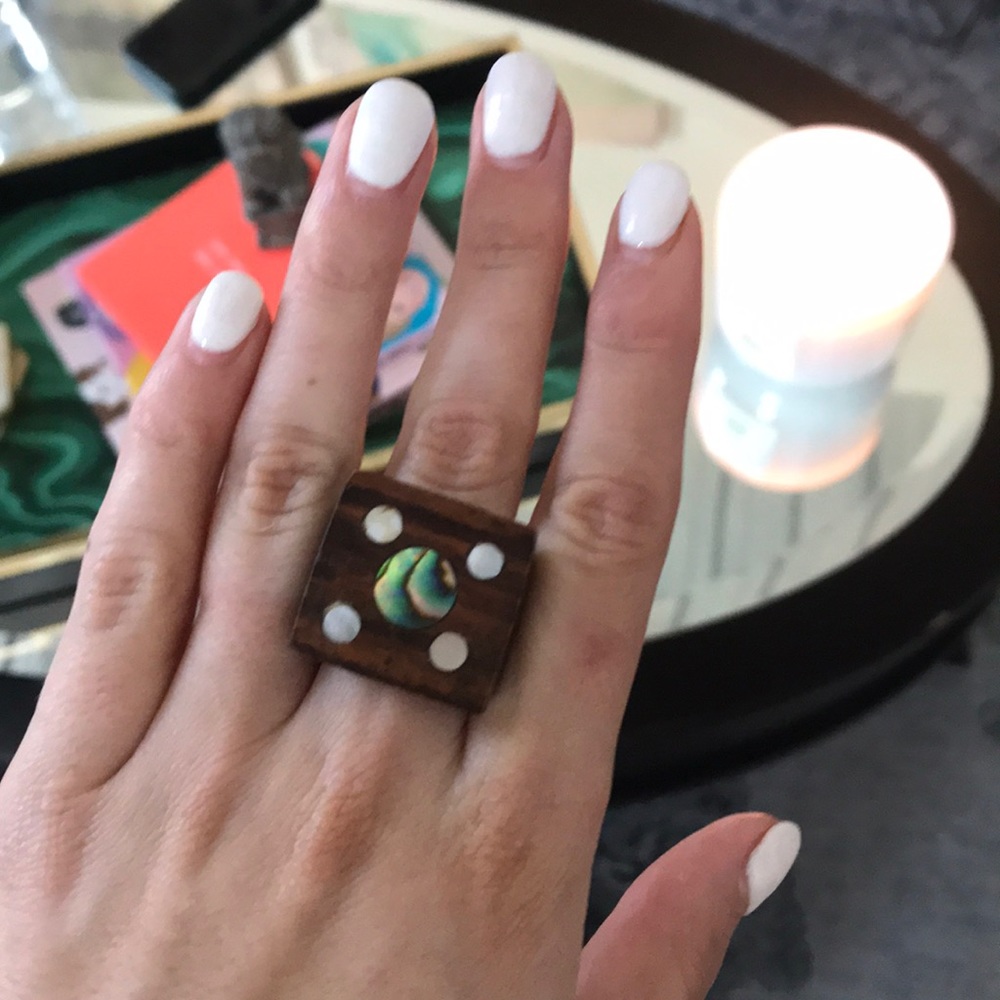 Handmade wooden ring with stones